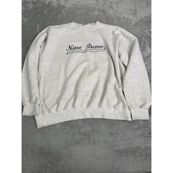 Vintage 90s Notre Dame Fighting Irish Pullover Sweatshirt Men's Size XL Gray - Picture 1 of 8